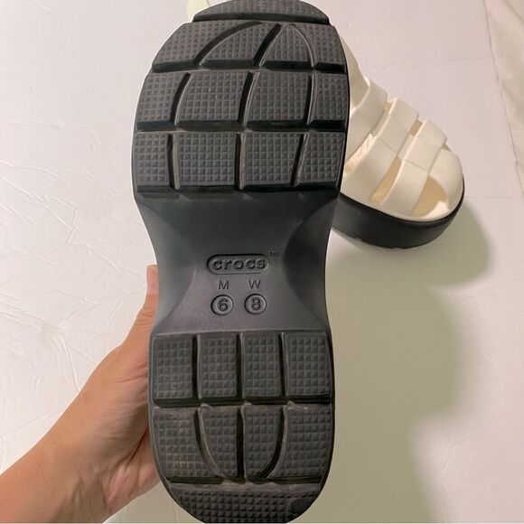 Crocs White Black Platform Sandals Stomp Fisherman Shoes Summer chunky woman 8 - Picture 12 of 12